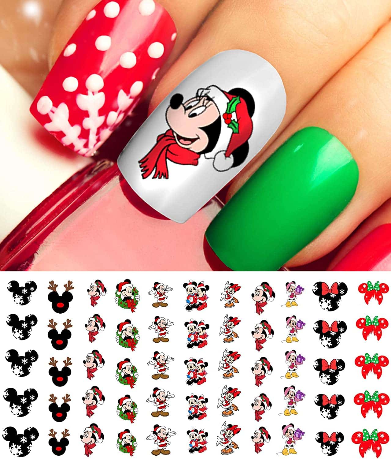 Mickey Mouse & Minne Mouse Christmas - Nail Art Decals Set #2 - Moon Sugar  Decals